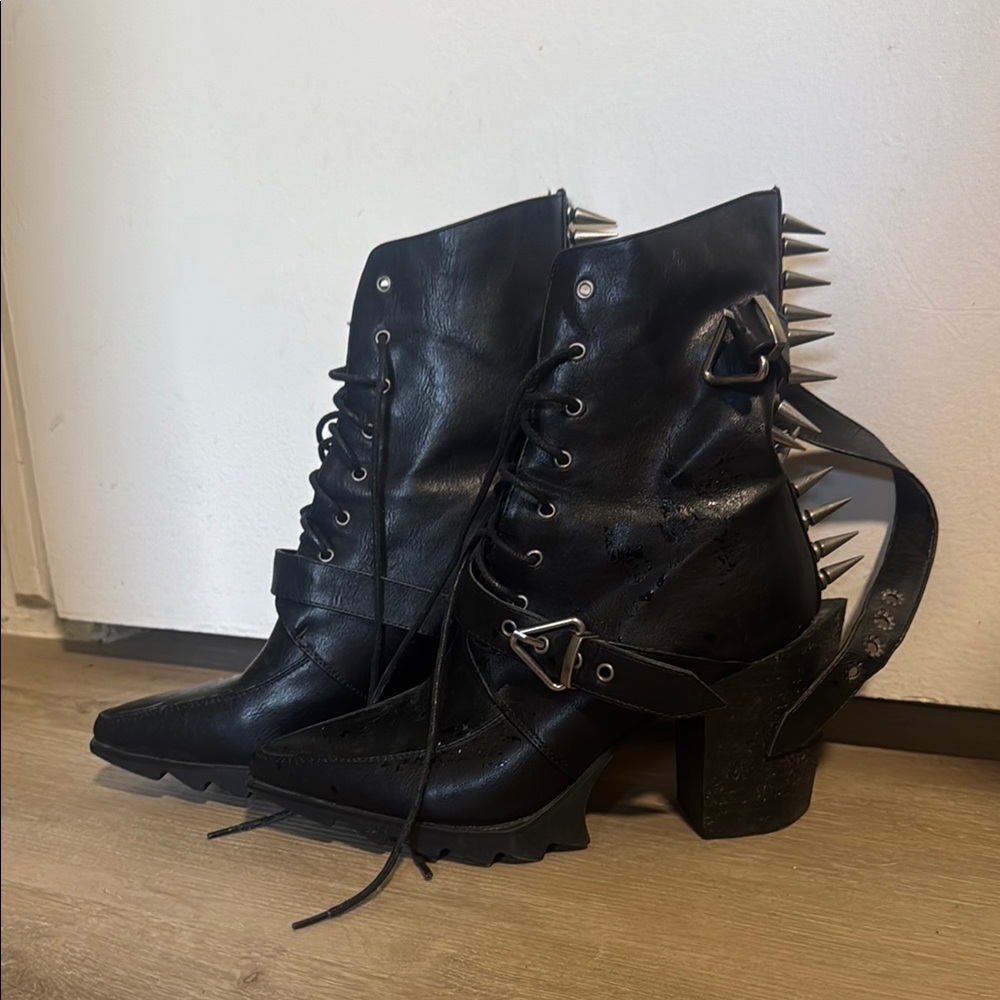 Black Spiked Ankle Boots